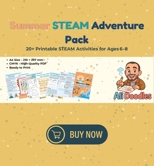 Printable Certificate of Completion from the Summer STEAM Adventure Pack (A4) to celebrate children's achievements after completing the 20+ STEAM activities.