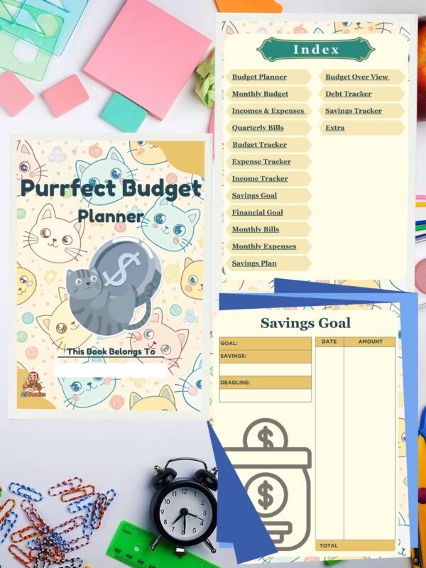 Purrfect Budget Planner displayed on an iPad in GoodNotes, demonstrating its digital compatibility for easy financial organization.